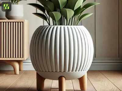Rounded Ribbed Planter with Legs
