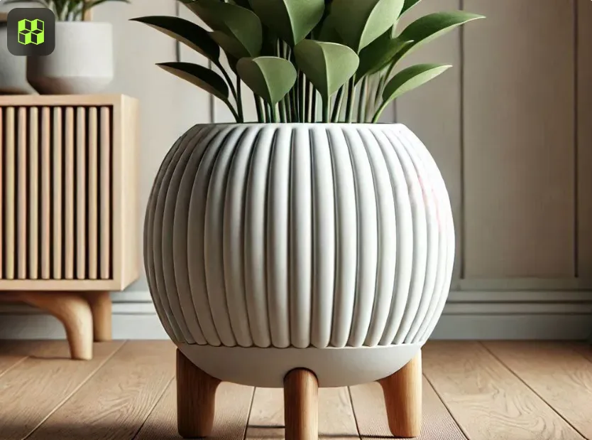 Rounded Ribbed Planter with Legs